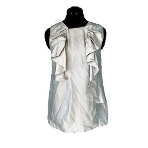 MARNI Silver Silk Shirt Luxury Ruffle Tank Woman’s W/ Pockets